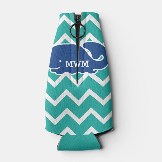 Gepersonaliseerd Nautical Blue Whale Chevron patro Flesjeskoeler (Achterkant)