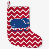 Gepersonaliseerd Nautical Blue Whale Chevron patro Kleine Kerstsok (Voorkant)
