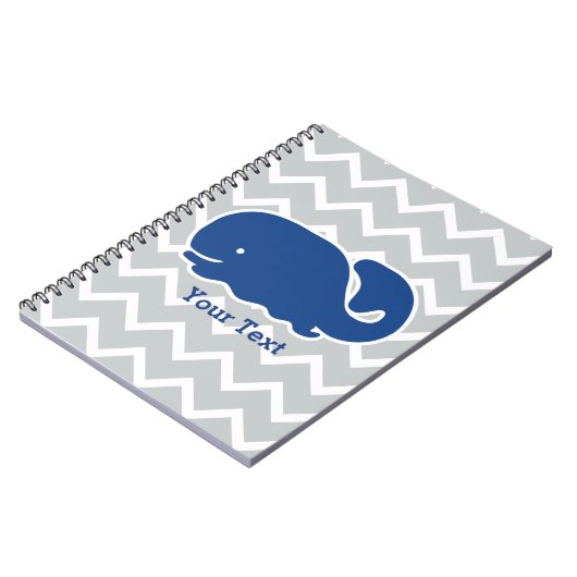 Gepersonaliseerd Nautical Blue Whale Chevron patro Notitieboek (Linkerzijde)