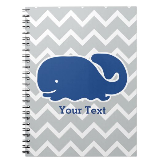 Gepersonaliseerd Nautical Blue Whale Chevron patro Notitieboek (Voorkant)
