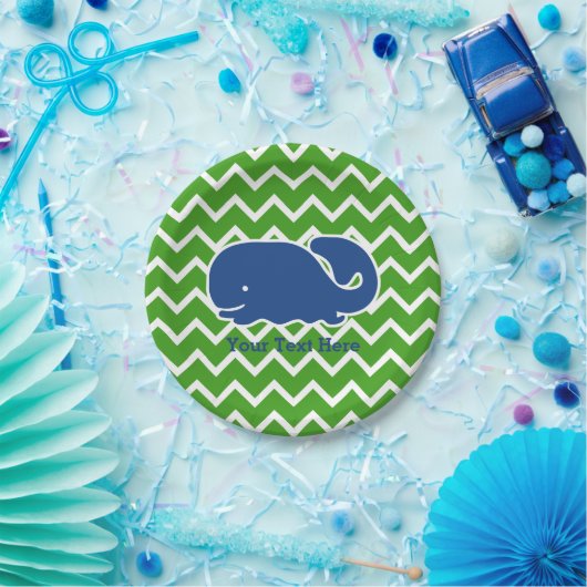 Gepersonaliseerd Nautical Blue Whale Chevron patro Papieren Bordje (Feest)