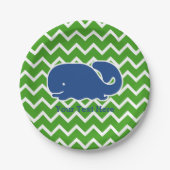 Gepersonaliseerd Nautical Blue Whale Chevron patro Papieren Bordje (Voorkant)