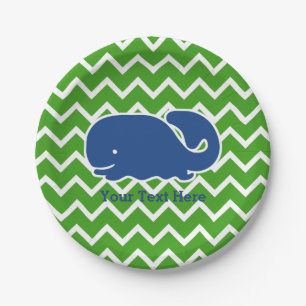 Gepersonaliseerd Nautical Blue Whale Chevron patro Papieren Bordje