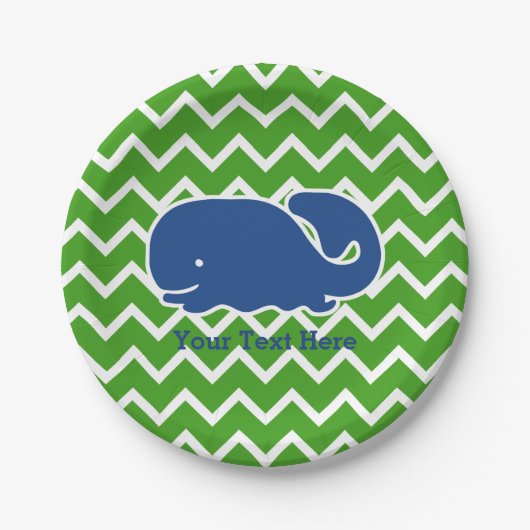 Gepersonaliseerd Nautical Blue Whale Chevron patro Papieren Bordje (Voorkant)