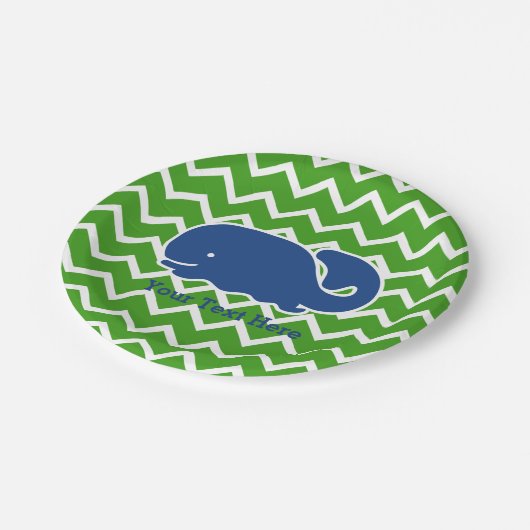 Gepersonaliseerd Nautical Blue Whale Chevron patro Papieren Bordje (Gekanteld)
