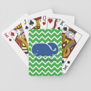 Gepersonaliseerd Nautical Blue Whale Chevron patro Pokerkaarten