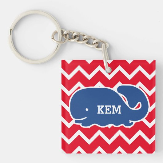 Gepersonaliseerd Nautical Blue Whale Chevron patro Sleutelhanger (voorkant)