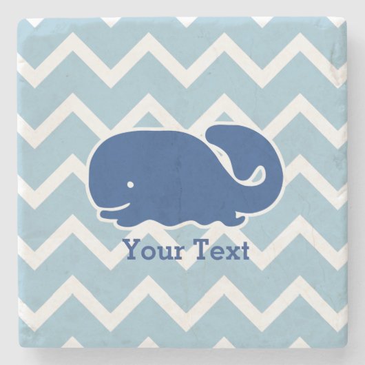 Gepersonaliseerd Nautical Blue Whale Chevron patro Stenen Onderzetter (Voorkant)