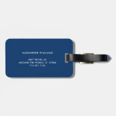 Gepersonaliseerd Nautical Blue White Stripes Bag L Bagagelabel (Achterkant horizontaal)