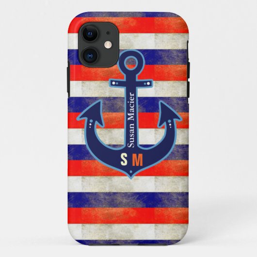 gepersonaliseerd nautisch anker Case-Mate iPhone case (Achterkant)