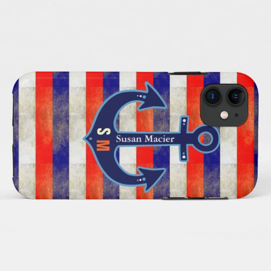 gepersonaliseerd nautisch anker Case-Mate iPhone case (Achterkant (horizontaal))