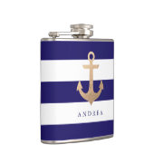 Gepersonaliseerd | Nautisch anker Heupfles (Rechts)