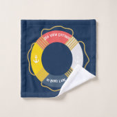 Gepersonaliseerd Nautisch leven Ring op maat Zeile Bad Handdoek (Wasdoekje)