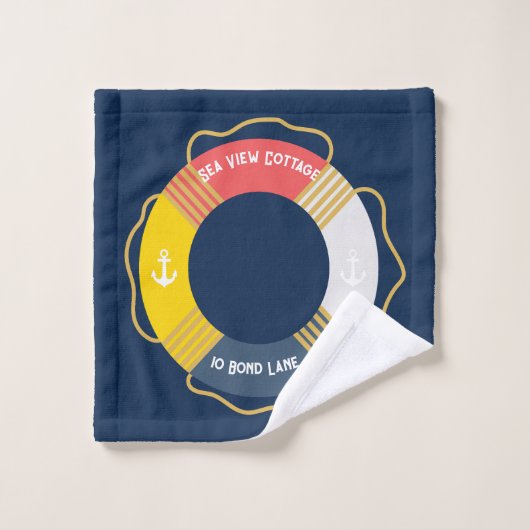 Gepersonaliseerd Nautisch leven Ring op maat Zeile Bad Handdoek (Wasdoekje)