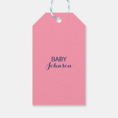 Gepersonaliseerd Nautisch Roze Anker Baby shower Cadeaulabel (Achterkant)