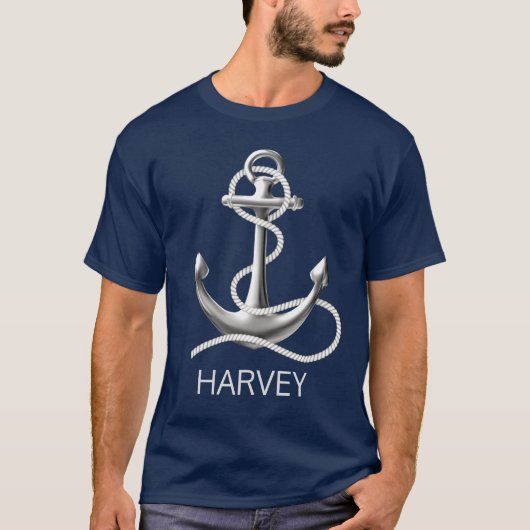 Gepersonaliseerd nautisch t-shirt voor anker man (Voorkant)