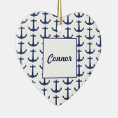 Gepersonaliseerd Nautisch Thema hart Ornament (Rechts)