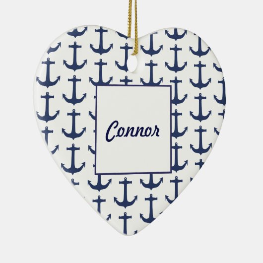 Gepersonaliseerd Nautisch Thema hart Ornament (Rechts)