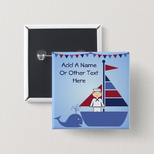 Gepersonaliseerd Nautische Button (Voorkant /achterkant)