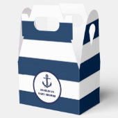 Gepersonaliseerd Navy Blue Boy nautisch Baby showe Bedankdoosjes (Geopend)