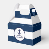 Gepersonaliseerd Navy Blue Boy nautisch Baby showe Bedankdoosjes (Voorkant Zijde)
