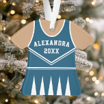 Gepersonaliseerd Navy cheerleader uniform Ornament<br><div class="desc">Vier de geest van je cheerleader met dit gepersonaliseerde marineblauw en wit uniform ornament. Perfect voor het herdenken van een speciaal seizoen,  team of individuele prestatie. Pas het aan met een naam en een jaar om een unieke aandenken te creëer.</div>