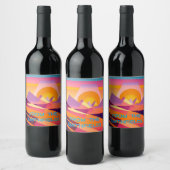 GEPERSONALISEERD NEO GEO SUNSET LANDSCHAP WIJN ETIKET (Flessen)