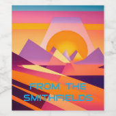 GEPERSONALISEERD NEO GEO SUNSET LANDSCHAP WIJN ETIKET (Enkel label)