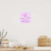 gepersonaliseerd Neon Pink Ballerina Poster (Keuken)