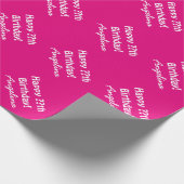 Gepersonaliseerd neonroze Birthday wrapingpapier Cadeaupapier (Hoek)