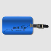 Gepersonaliseerd Net Fly Royal Blue Gradient Bagagelabel (Voorkant (horizontaal))