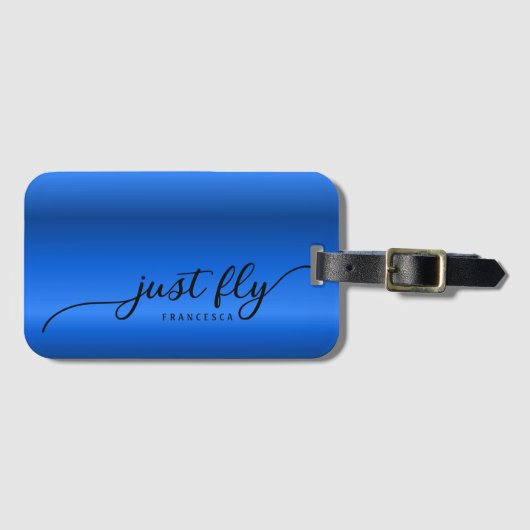 Gepersonaliseerd Net Fly Royal Blue Gradient Bagagelabel (Voorkant (horizontaal))