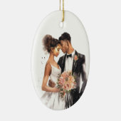 Gepersonaliseerd net getrouwd bruidspaar keramisch ornament (Rechts)