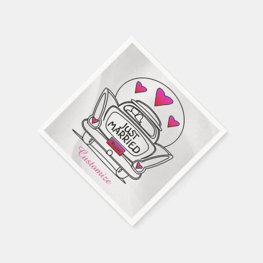 Gepersonaliseerd Net getrouwd Honeymoon Car Napkin Servetten (Hoek)
