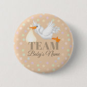 Gepersonaliseerd Neutrale Baby shower Button Stork (Voorkant)