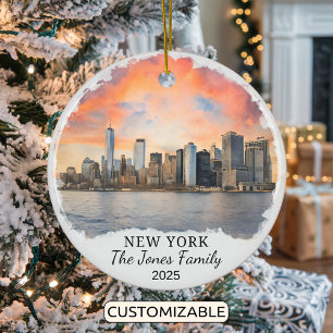 Gepersonaliseerd New York Ornament, New York Keramisch Ornament