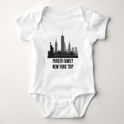 Gepersonaliseerd New York Trip Skyline Vrijheidsbe Romper (Voorkant)