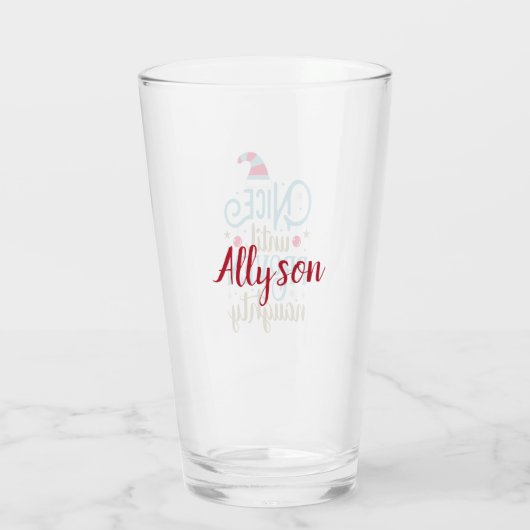 Gepersonaliseerd "Nice till Proven Naughty" kerstf Glas (Achterkant)