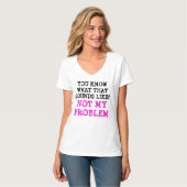 Gepersonaliseerd NIET MIJN PROBLEM Funny Gag V-nek T-shirt (Voorkant volledig)