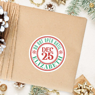 Gepersonaliseerd Niet openen tot Kerstcadeau Ronde Sticker