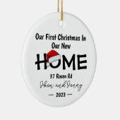 Gepersonaliseerd nieuw huis Santa Hat Kerstmis Orn Keramisch Ornament (Rechts)