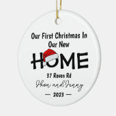 Gepersonaliseerd nieuw huis Santa Hat Kerstmis Orn Keramisch Ornament (Links)