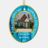 gepersonaliseerd nieuw kerstfeest 2022 met 2 foto keramisch ornament (Rechts)