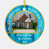 gepersonaliseerd nieuw kerstfeest 2022 met 2 foto keramisch ornament (Voorkant)