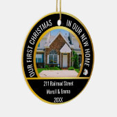 gepersonaliseerd nieuw kerstfeest 2022 met 2 foto keramisch ornament (Rechts)