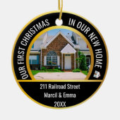gepersonaliseerd nieuw kerstfeest 2022 met 2 foto keramisch ornament (Voorkant)