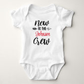 Gepersonaliseerd nieuw voor de bemanning, Baby sho Romper (Voorkant)