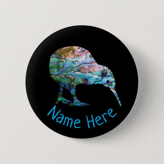GEPERSONALISEERD NIEUW-ZEELAND KIWI PAUA RONDE BUTTON 5,7 CM (Voorkant)