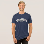 Gepersonaliseerd Nieuwe Opa Est Datum Vaderdag Tri-Blend Shirt (Voorkant volledig)