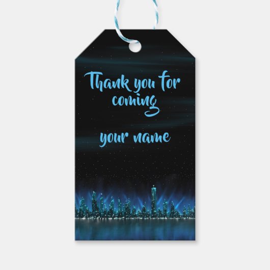 Gepersonaliseerd Night cityscape Cadeaulabel (Voorkant)